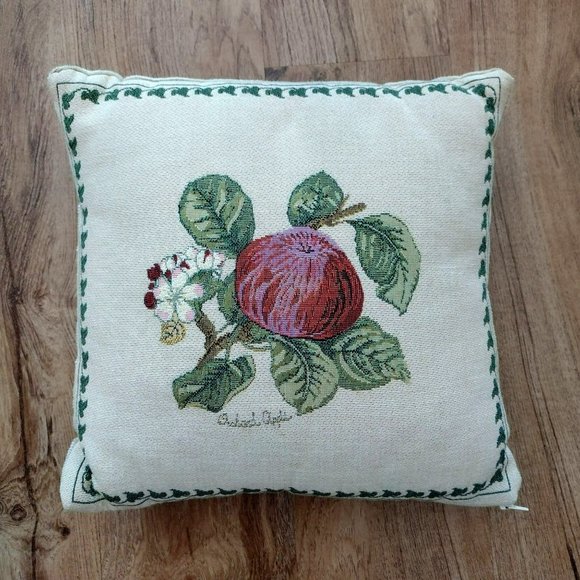 Vintage Tapestry Pillow, Orchard Apple, Orchid made in Belgium, Throw Pillows - Picture 1 of 3